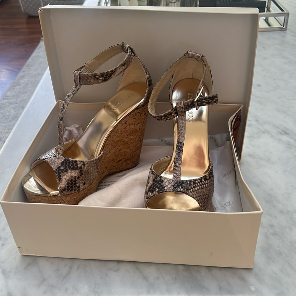 Jimmy Choo Snake Skin Wedges size 37.5